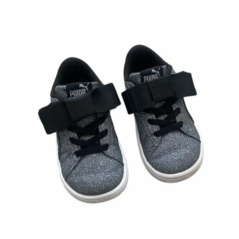 Puma Vikky Black‎ & Silver Glitz Bow Sneakers